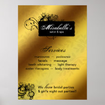 Floral Salon Spa Poster Gold Butterfly