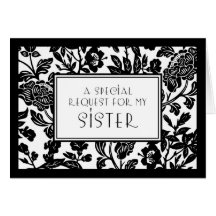 Floral Sister Maid of Honour Invitation Card