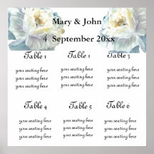 Floral Wedding "Blue roses" seating chart Poster