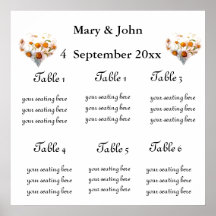 Floral Wedding "Daisy hearts" seating chart Poster