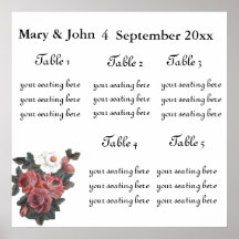 Floral Wedding "Roses" seating chart. Posters