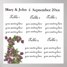 Floral Wedding "Roses" seating chart. Posters