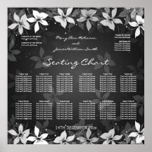 Floral Wedding Seating Chart Exotic Blooms Black Print