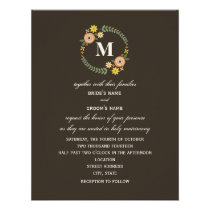Floral Wreath Monogram Fall Wedding invitations