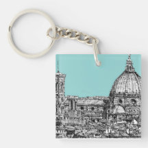 Florence duomo pale blue square acrylic key chain