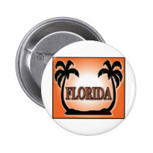 Florida Airbrushed Look Orange Sunset Palm Trees Pinback Buttons