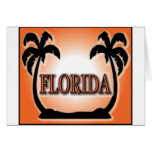 Florida Airbrushed Look Orange Sunset Palm Trees Greeting Card