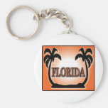 Florida Airbrushed Look Orange Sunset Palm Trees Key Chain