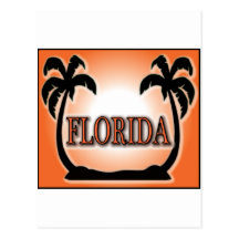 Florida Airbrushed Look Orange Sunset Palm Trees Post Card