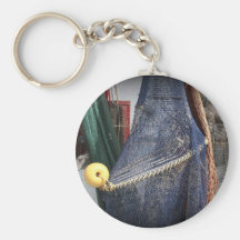 Florida fishing boat net closeup, faded version keychains