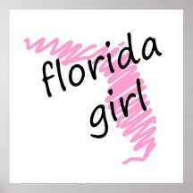 Florida Girl with Scribbled Florida Map Poster