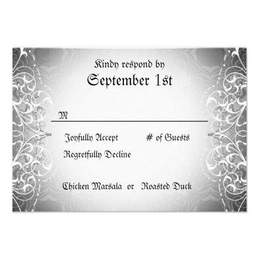 Flourish RSVP Bride & Groom Skeleton Dinner Cards Personalized Announcement