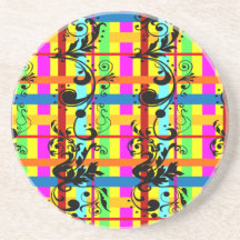 Flourished Pop Plaid Coasters