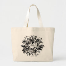 Flower Bouquet Silhouette Canvas Bags