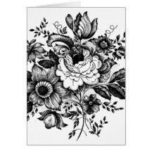 Flower Bouquet Silhouette Greeting Cards