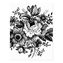 Flower Bouquet Silhouette Post Card