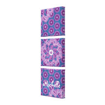 Flower & denim triptych (3 Piece) canvas wrap Canvas Print
