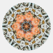 Flower Design with Orange Nov 2012 Round Stickers