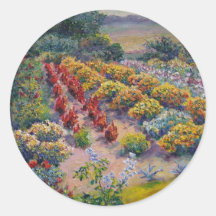 Flower Garden Round Stickers