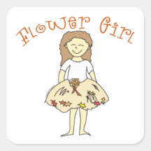 Flower Girl Autumn Wedding Square Stickers