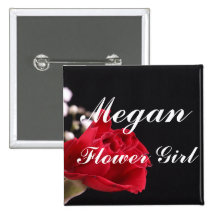 Flower Girl Pinback Buttons