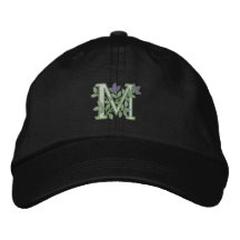 Flower Monogram Initial M Embroidered Baseball Caps