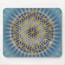 Flower Of Life | gold, big, blue Mouse Pad