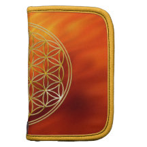 FLOWER OF LIFE - gold + firered waves Folio Planners