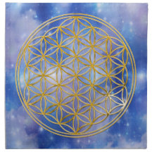 FLOWER OF LIFE - gold + universe Napkins