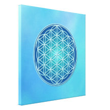 Flower of Life - Throat Chakra Stretched Canvas Print