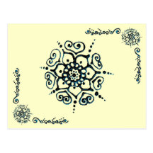 Flower Of Love (Henna) (Blue) Postcard