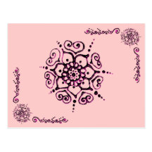 Flower Of Love (Henna) (Pink) Post Card