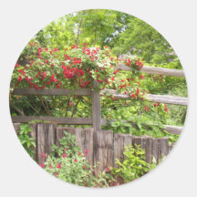 Flower on a Fence Round Sticker
