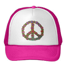 Flower Peace Sign Symbol Hats
