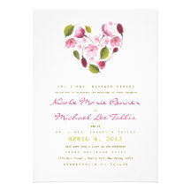 Flower Petal Heart Wedding Invitation