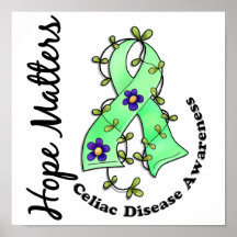 Flower Ribbon 4 Hope Matters Celiac Disease Posters