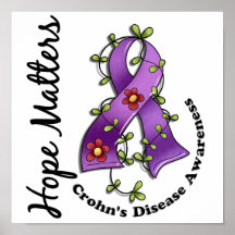 Flower Ribbon 4 Hope Matters Crohn's Disease Print