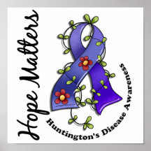 Flower Ribbon 4 Hope Matters Huntington's Disease Posters