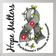 Flower Ribbon 4 Hope Matters Parkinson's Disease Posters