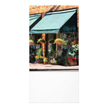 Flower Shop With Green Awnings Customised Photo Card