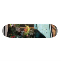 Flower Shop With Green Awnings Skateboard