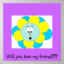 Flower Surprised By Bee Poster