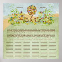 Flower Tree Print  Quaker Wedding Certificate