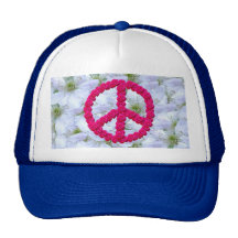 flowered peace sign mesh hats