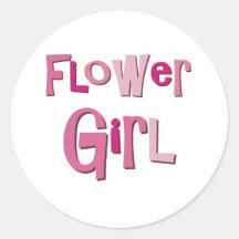 FlowerGirl Pink Brown Round Stickers