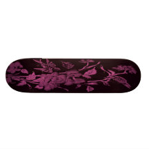 Flowers and Birds,Graphic Design Pink and Black Skateboard Decks