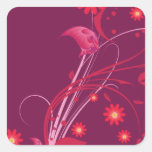Flowers and Butterfly Square Stickers