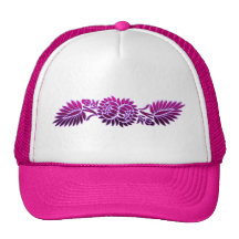 Flowers and Palms Fuscia Trucker Hats