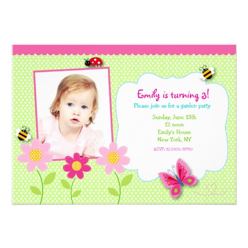 Flowers Garden Photo Birthday Party invitations