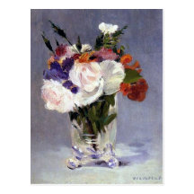 Flowers in a Crystal Vase by Manet Postcard